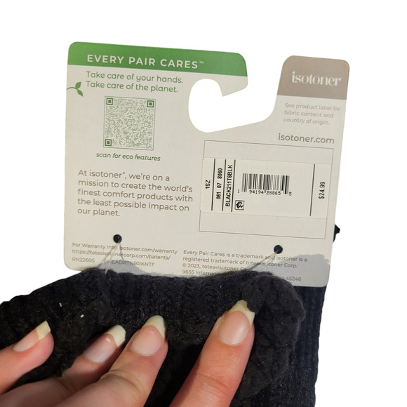 NWT Isotoner black eco comfort gloves, one size - Picture 4 of 5